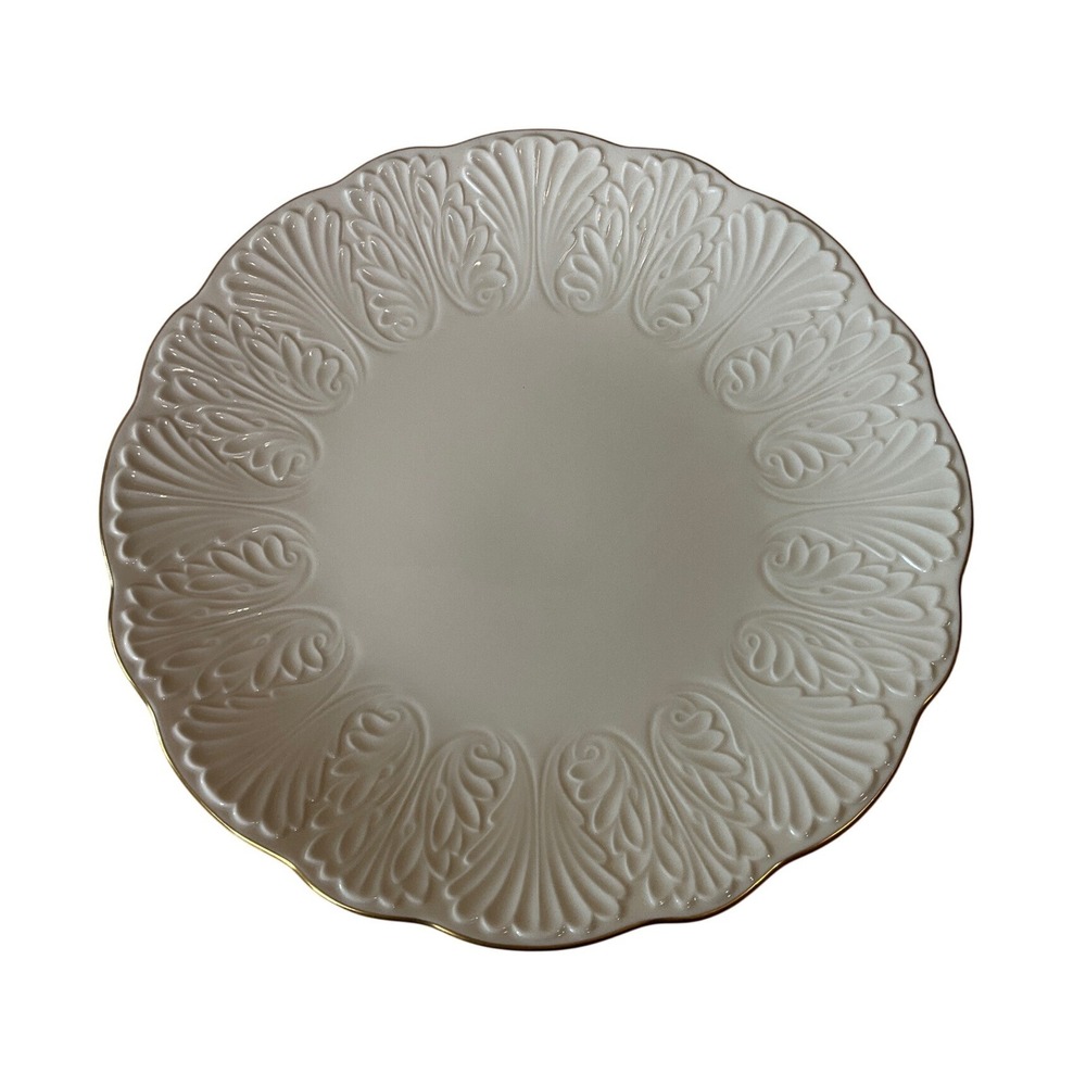 Lenox Wildwood Bone China Serving Platter 24K Gold‎ Trim Embossed USA Luxury 13"